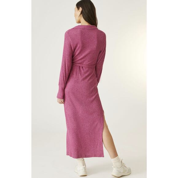 NEW Anthropologie Belted Knit Raspberry Maxi Dress - Medium - Picture 6 of 8